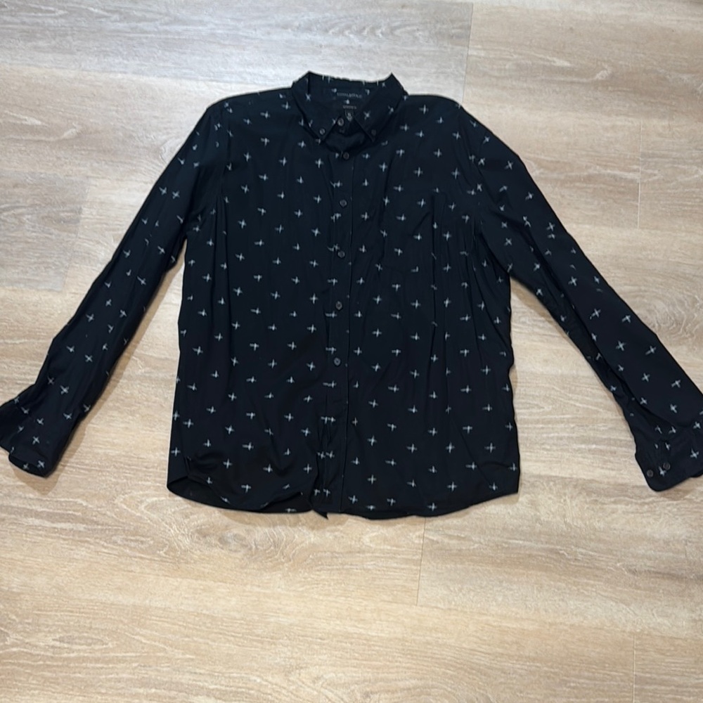 Banana Republic Men’s Black Patterned Dress Shirt // Size XL